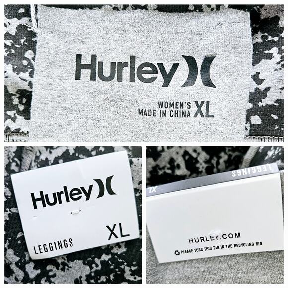 Hurley Size XL Black Grey Heather Womens Reversible Leggings with Camouflage - Picture 3 of 16
